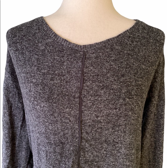 Anthropologie Saturday Sunday Gray Tie Back Ribbon Sweater Top - S - Picture 3 of 11